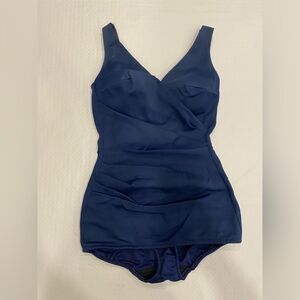 Vintage 1960s Pin-up Perfection Fit‎ Roxanne Ruched One-Piece Swimsuit Size 14
